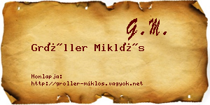 Gröller Miklós névjegykártya